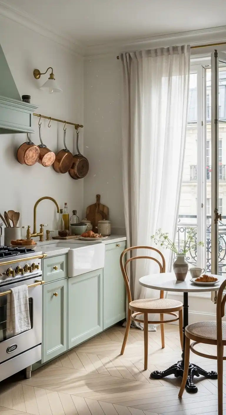 6. Elegant Pistachio Green Cabinets