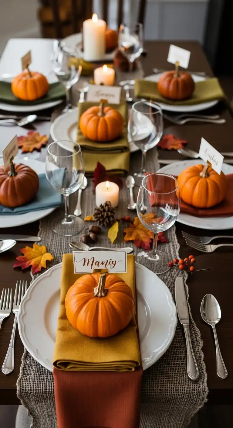 7) Mini Pumpkin Place Cards