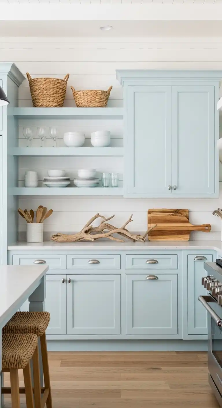 7. Beachy Blue Kitchen Cabinets