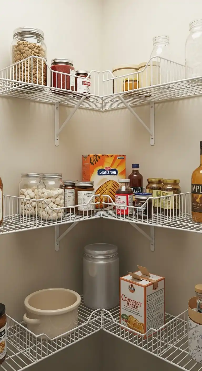 7. Corner Wire Racks for Unused Spaces