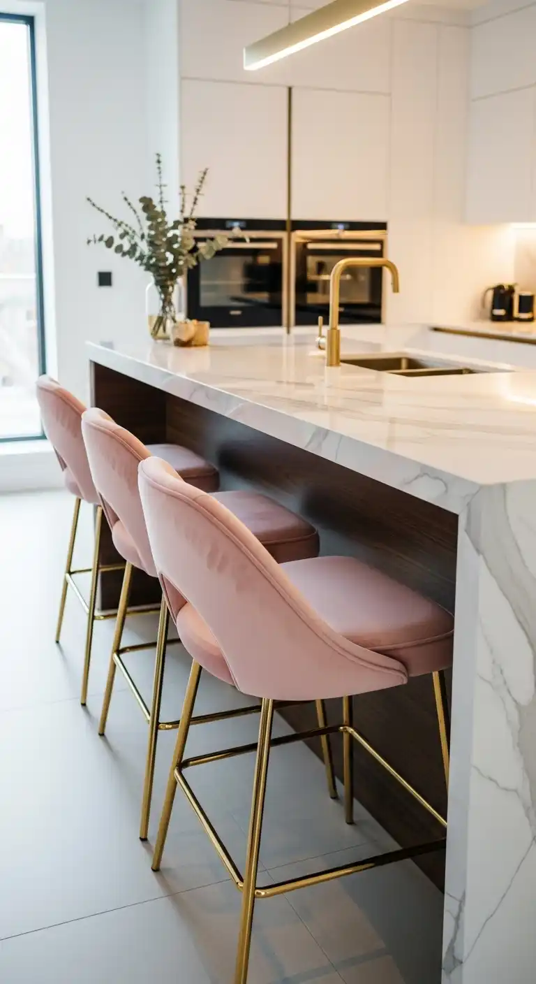 7. Velvet Bar Stools Spotlight Pink