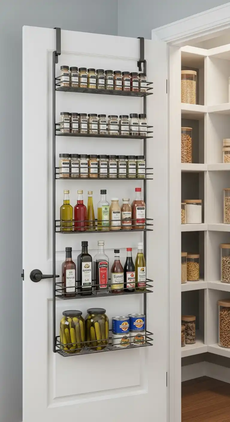 8) Use the Back of the Pantry Door for Extra Shelves