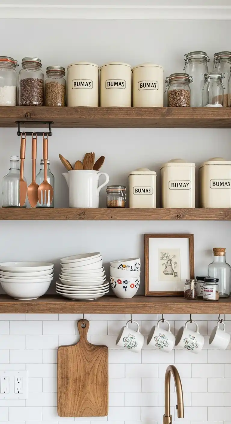 8. Eclectic Vintage Kitchen Shelving