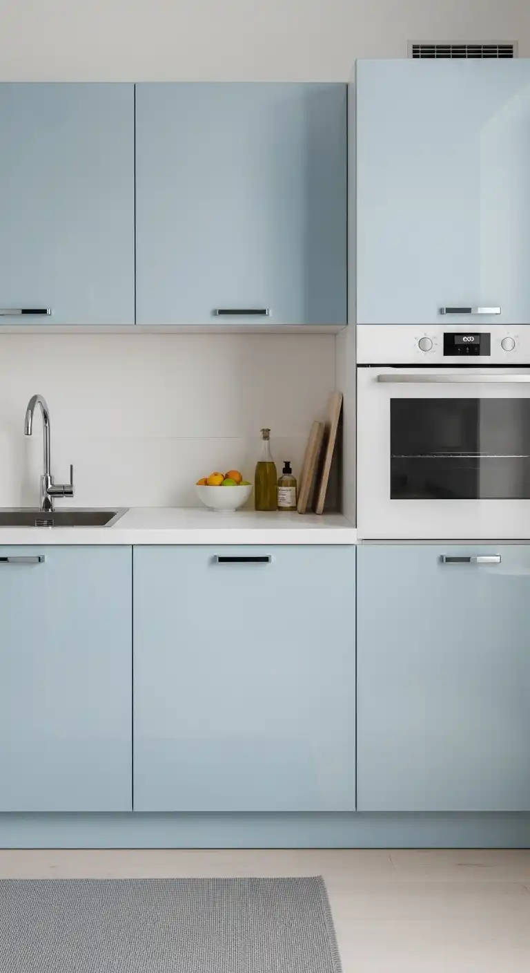 8. Modern Ice Blue Kitchen Cabinets