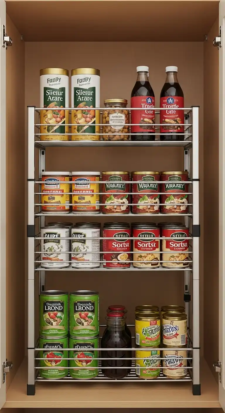 8. Tiered Shelf Organizers