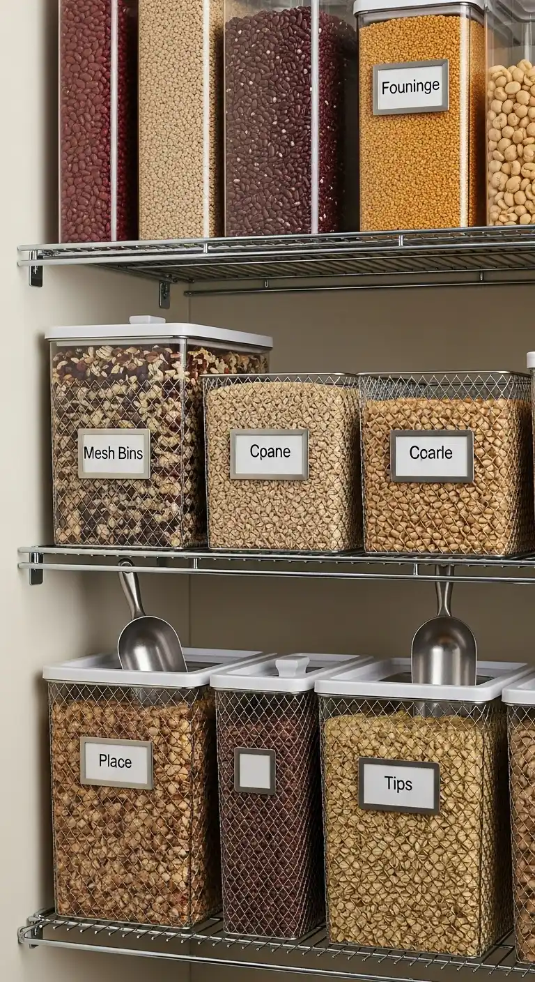 8. Wire Mesh Bins for Bulk Items