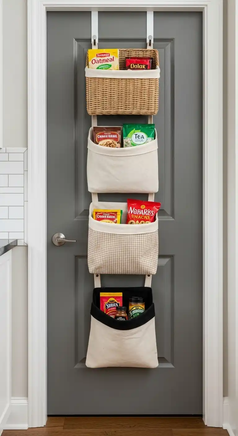 9) Hang Baskets or Pouches on the Door
