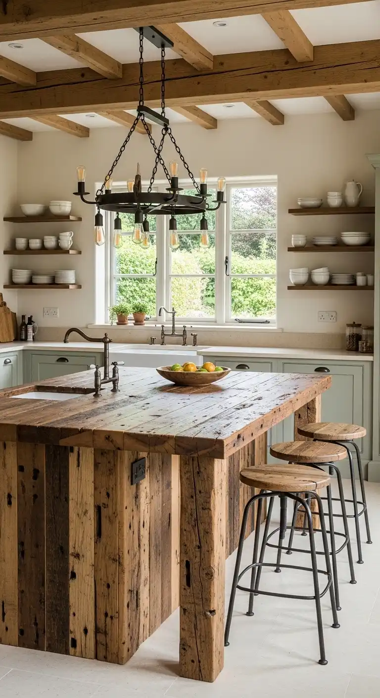Rustic Reclaimed Wood Kitchen Island