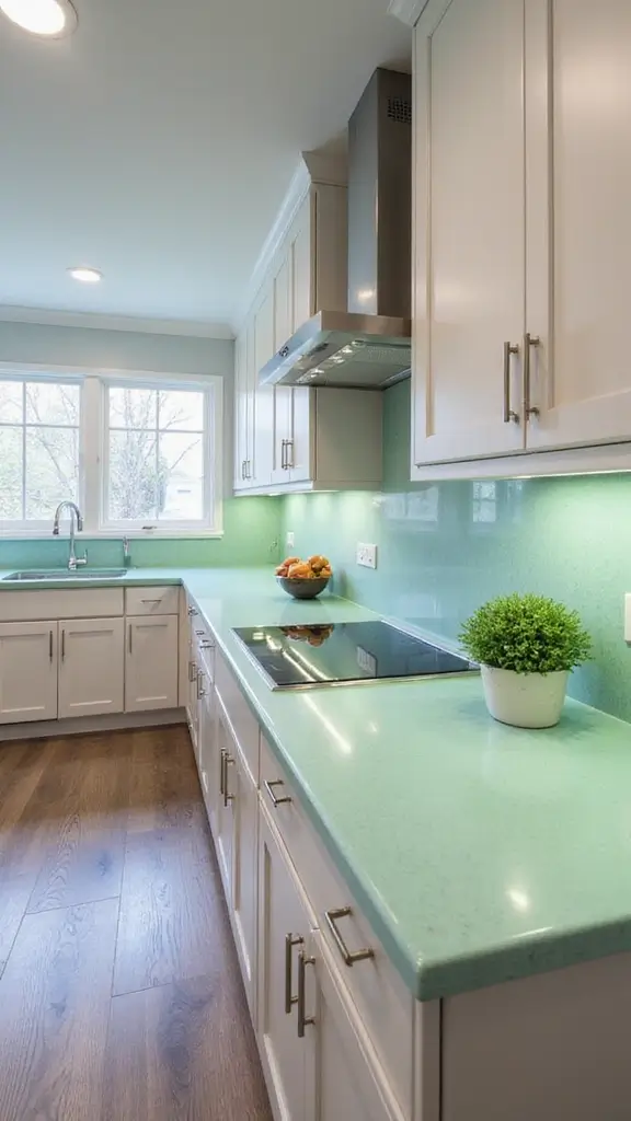 21 Light Green Kitchen Ideas That Will Transform Your Cooking Space (You Won't Believe #15!) - 12. Light Green Countertops