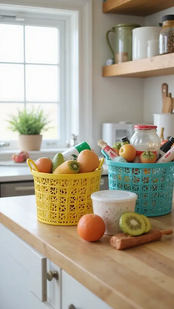 21 Kitchen Counter Organization Ideas You’ll Regret Ignoring - 13. Use Colorful Baskets for Storage
