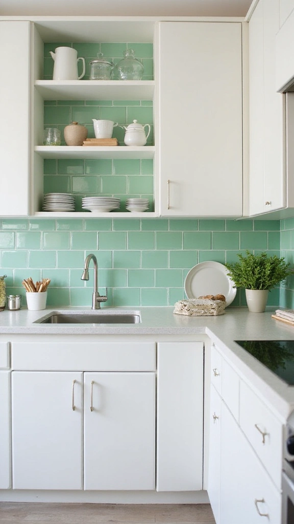 21 Light Green Kitchen Ideas That Will Transform Your Cooking Space (You Won't Believe #15!) - 4. Playful Light Green Backsplashes