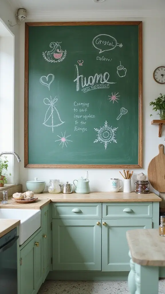 21 Light Green Kitchen Ideas That Will Transform Your Cooking Space (You Won't Believe #15!) - 16. Light Green Chalkboard Walls