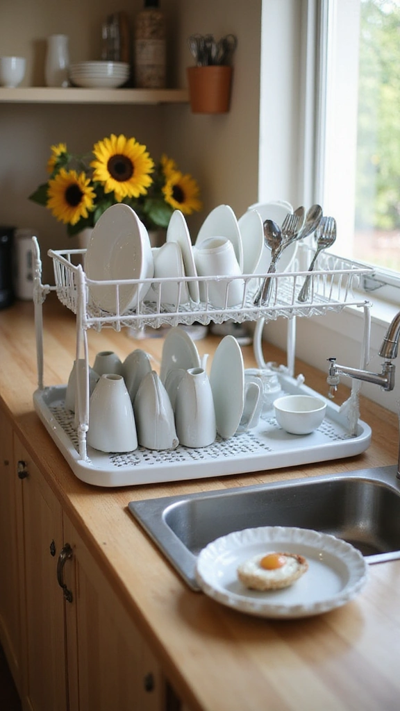 21 Kitchen Counter Organization Ideas You’ll Regret Ignoring - 10. Cute Dish Drying Rack