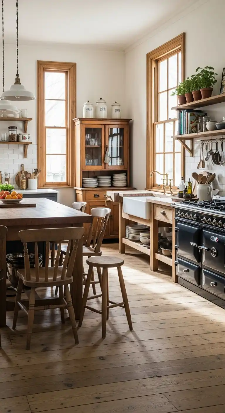1. Classic Wooden Unfitted Kitchen