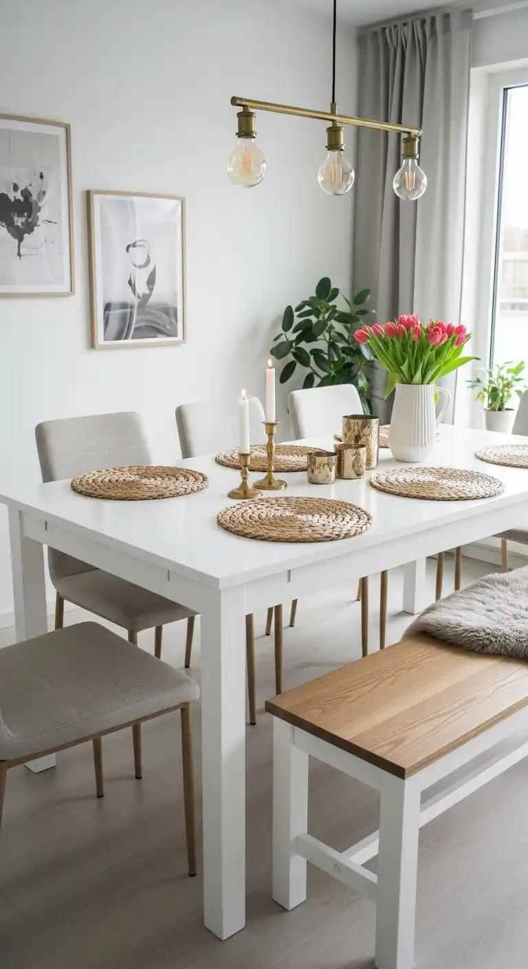 1. Minimalist White Dining Table