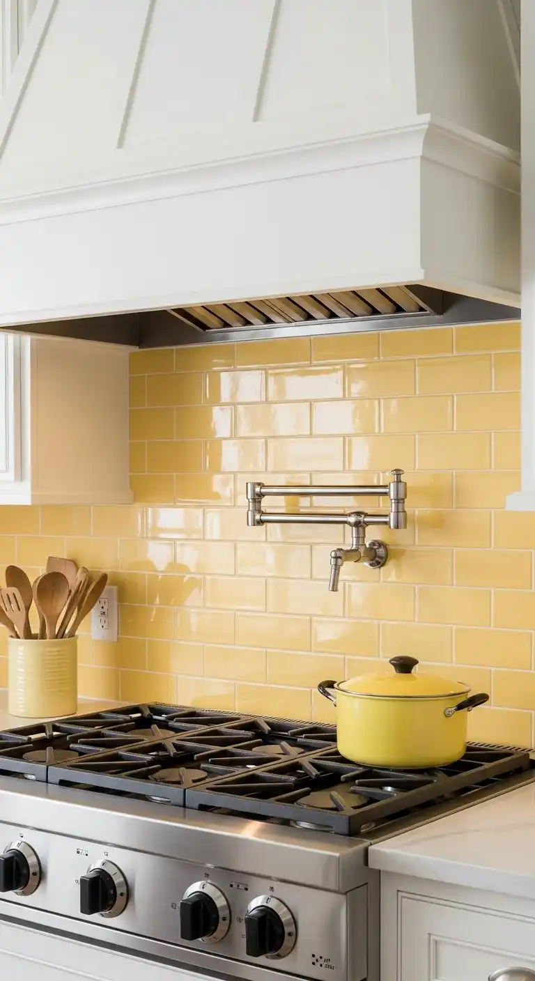 1. The Classic Buttercup Subway Tile Backsplash