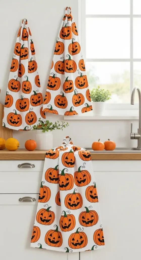10) Pumpkin Print Kitchen Towel