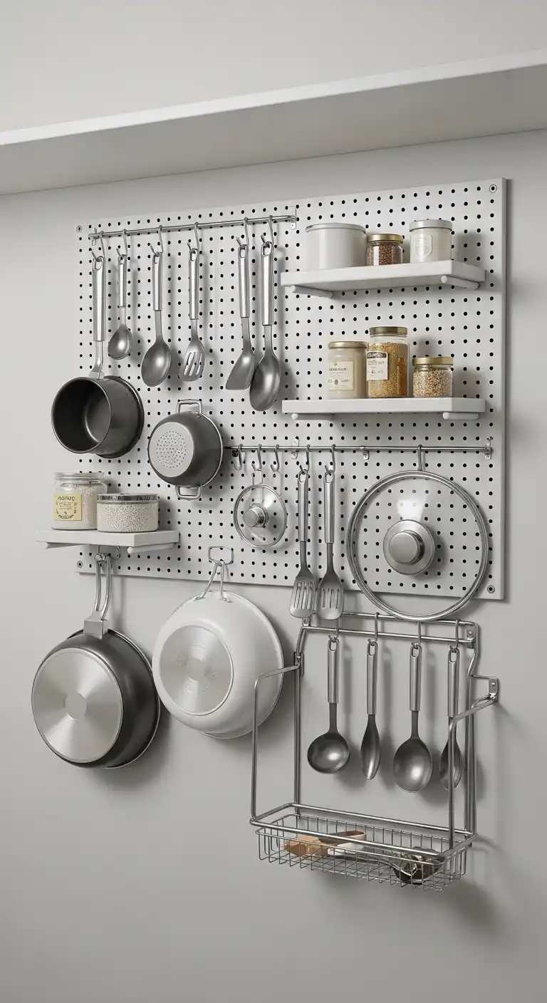 10. Mount a Pegboard for Utensils
