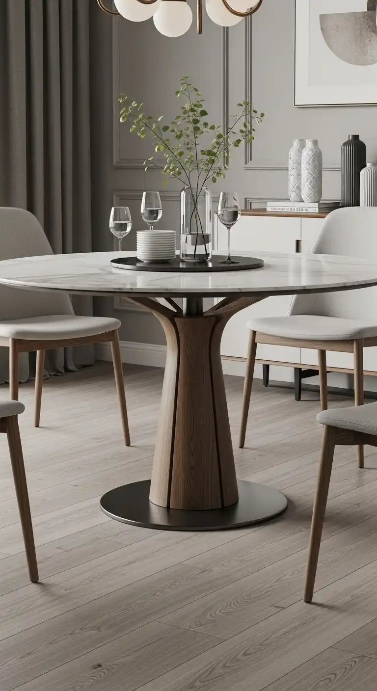10. Pedestal Base Dining Table