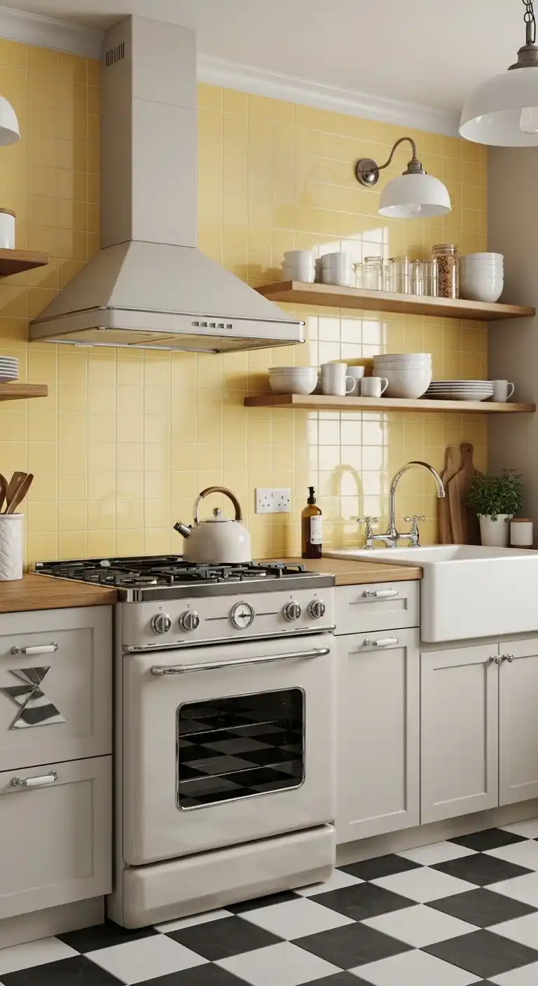 10. Vintage Style with a Mellow Yellow Backsplash