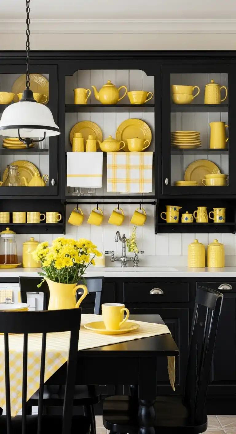 11. Country-Style Black and Yellow Kitchen
