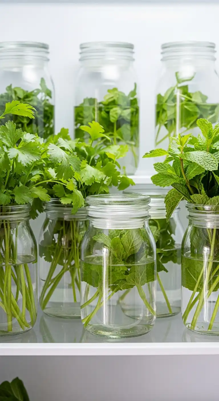 11. Store Herbs in Jars of Water