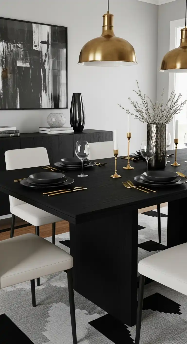 12. Black Modern Dining Table