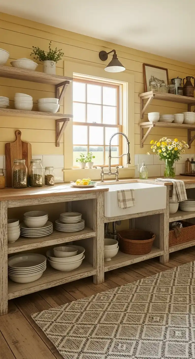 12. Light Yellow in a Farmhouse Kitchen