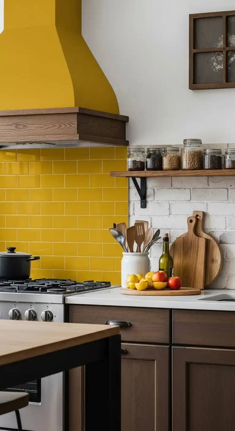 12. The Bold Statement of a Mustard Yellow Backsplash