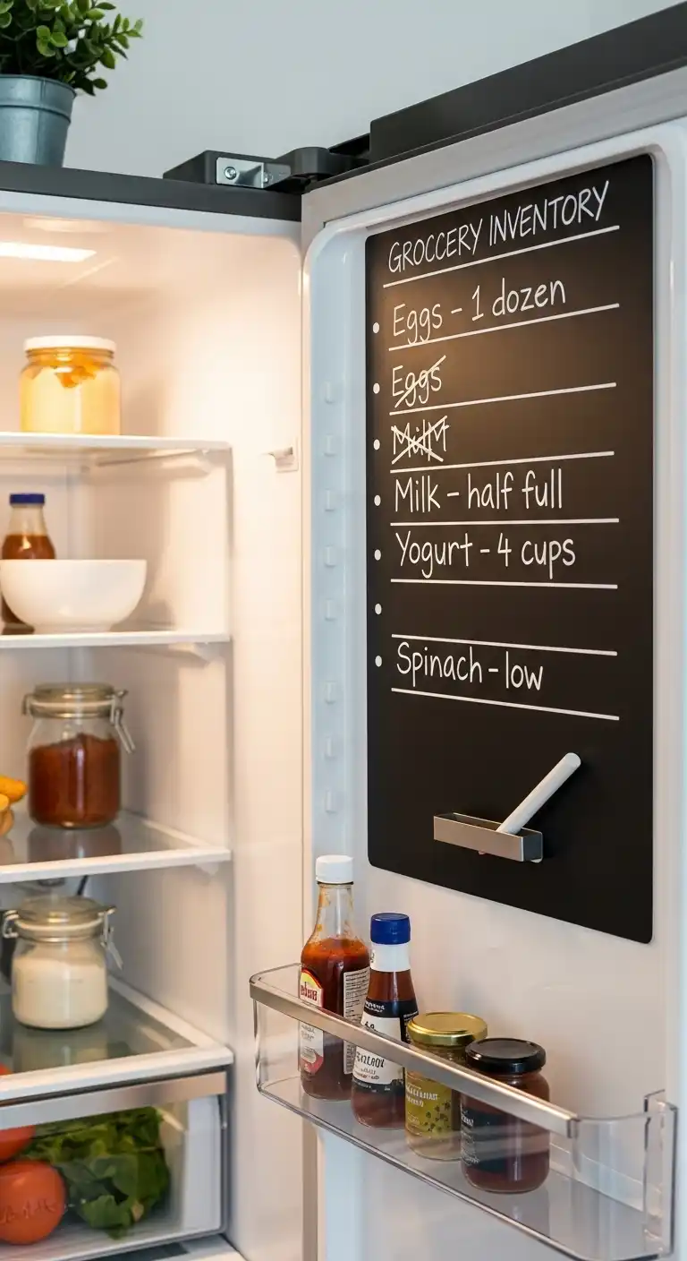 13. DIY Chalkboard Inventory on the Door