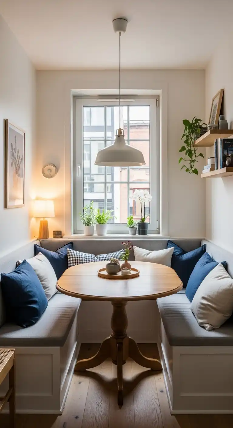 13. Small Apartment Corner Dining Table Nook