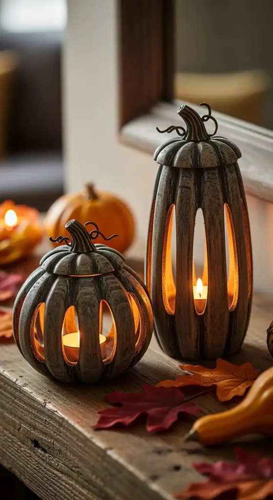 14) Pumpkin-Shaped Candle Holders
