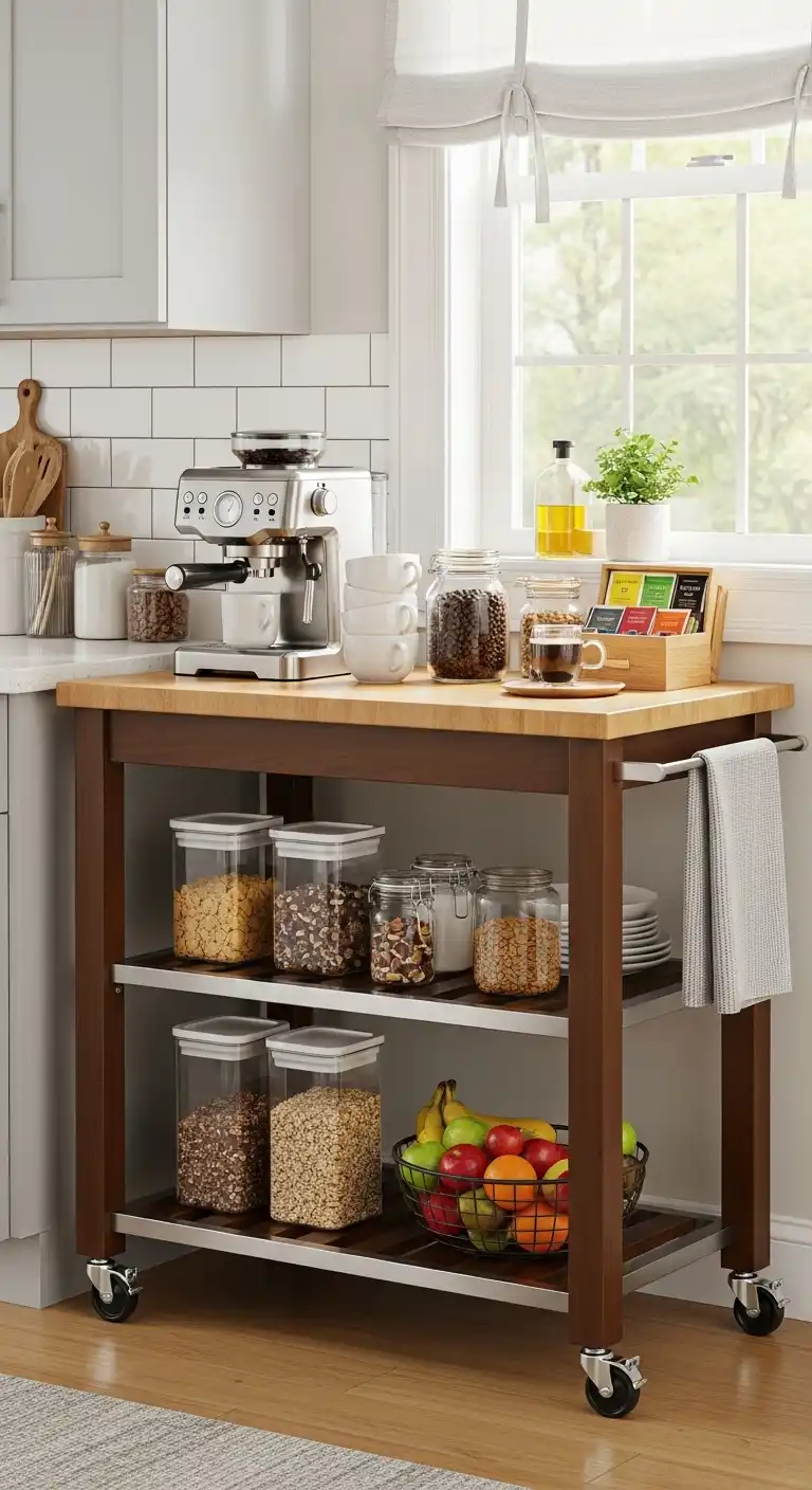 14. Add a Kitchen Cart for Extra Space