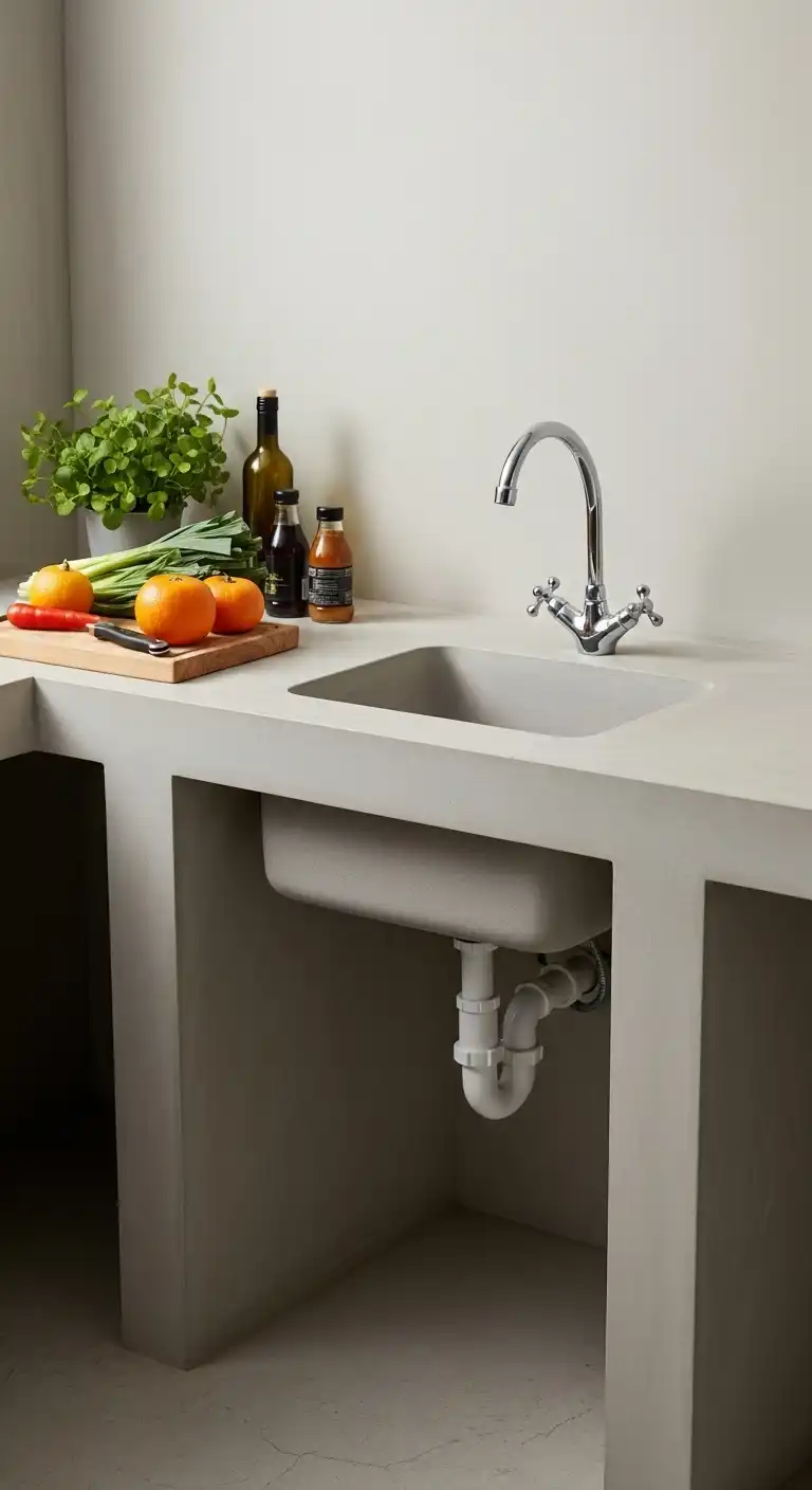 14. Built-In Sink with Compact Plumbing