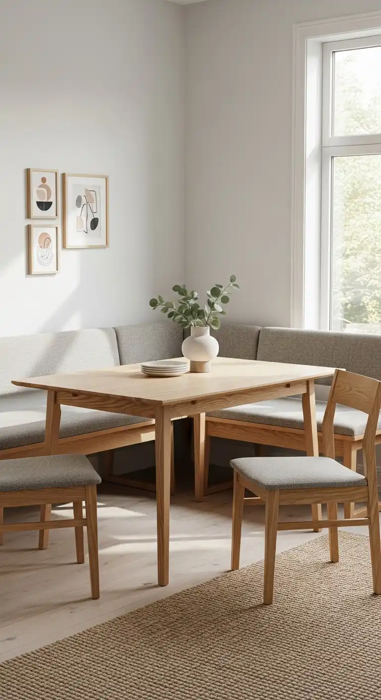 14. Scandinavian Corner Dining Table with Bench