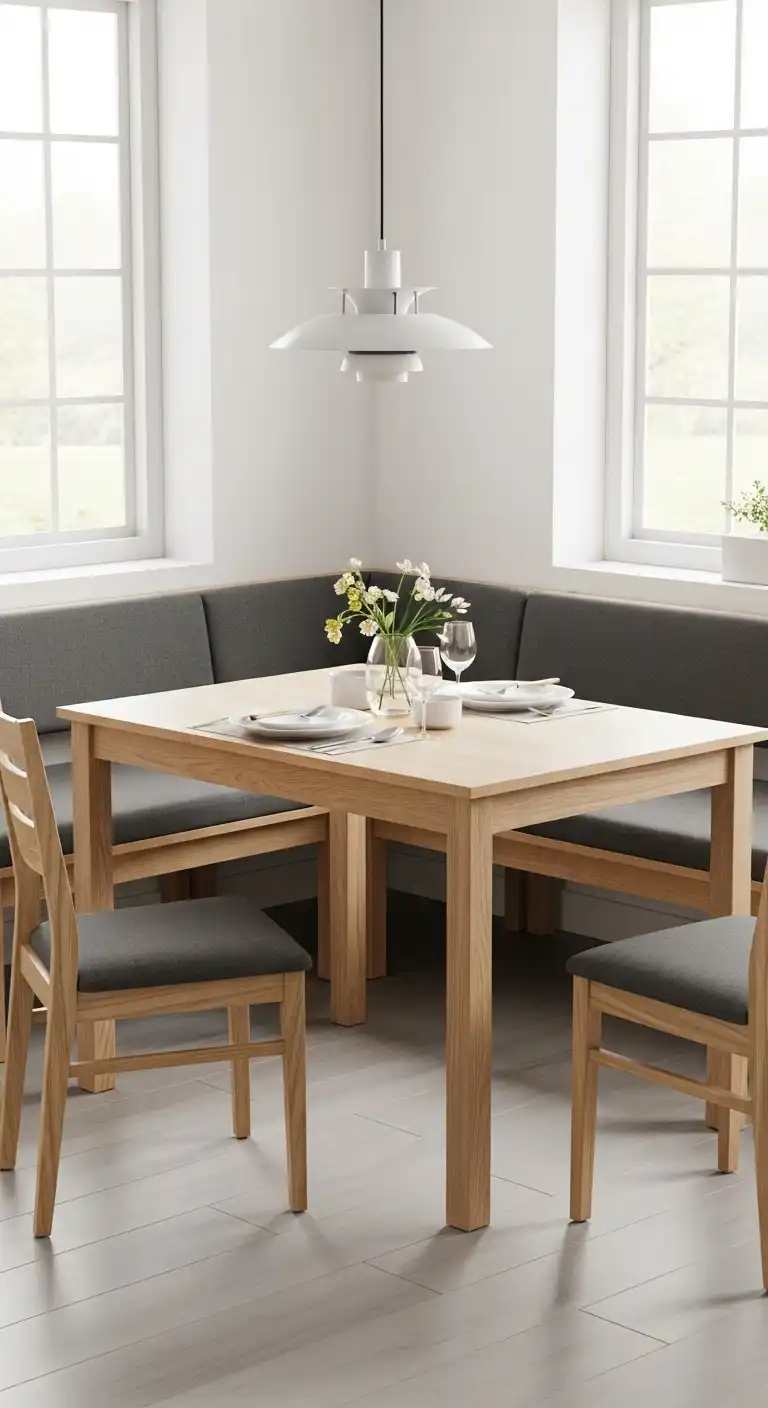 16. Corner Dining Table with Bench and Chairs Combo