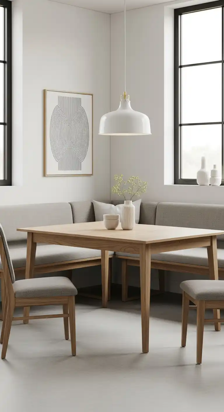 16. Corner Dining Table with Chairs and Bench Combo