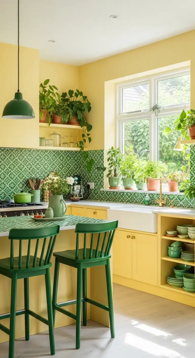 16. Light Yellow with Green Accents