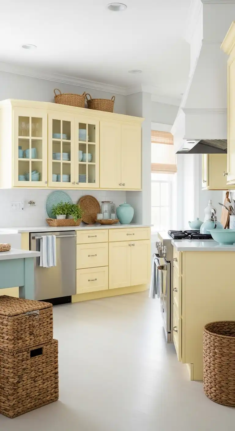 16. The Coastal-Inspired Pale Yellow Kitchen