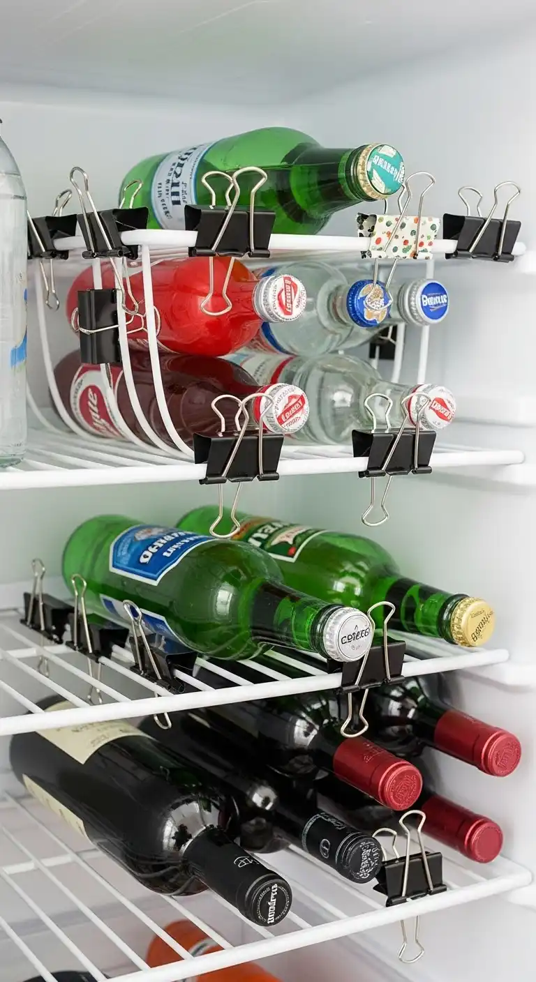 17. Binder Clips for Bottle Storage