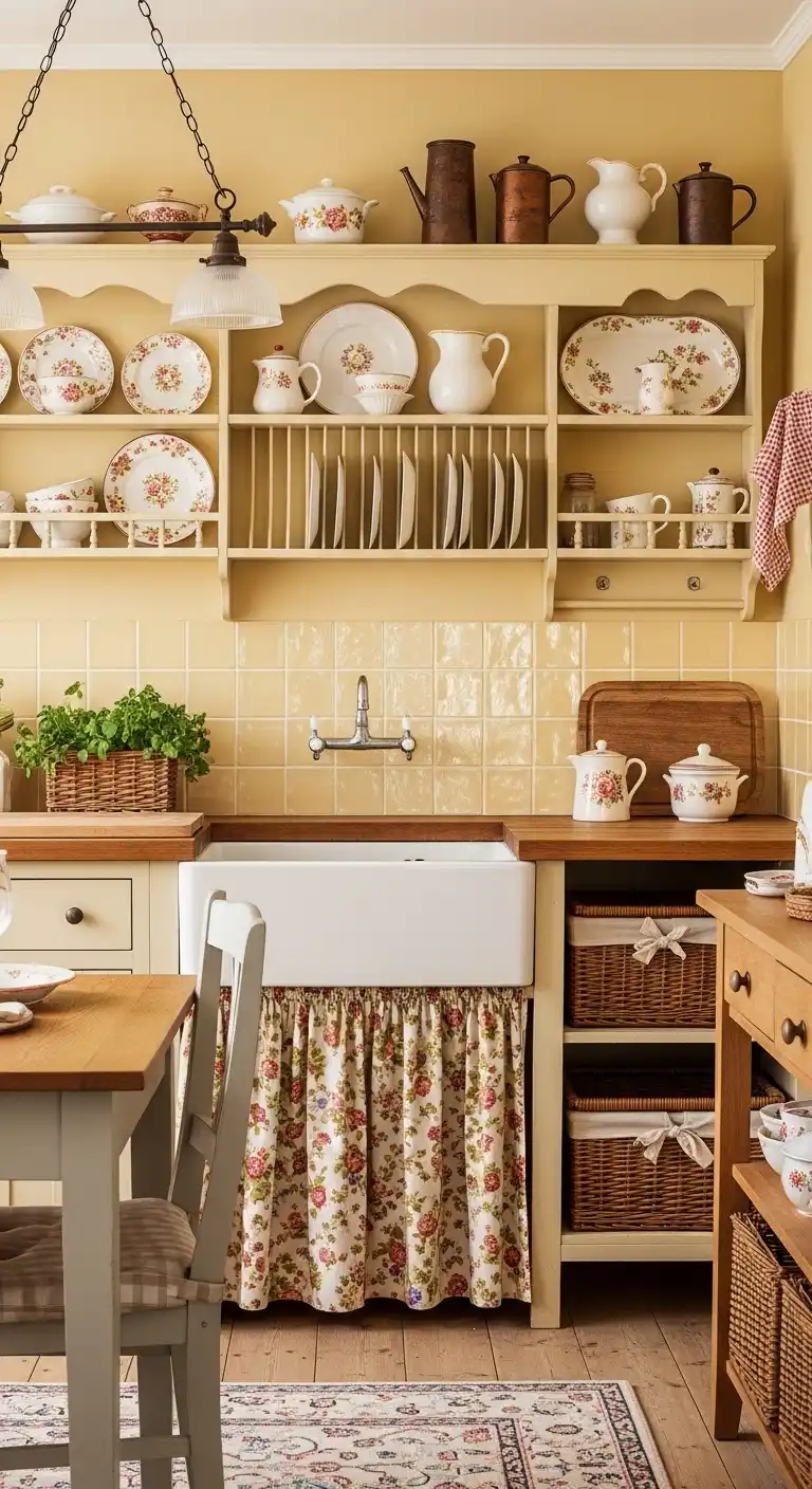 18. A Sunny Yellow Backsplash Kitchen for a Cottage Feel