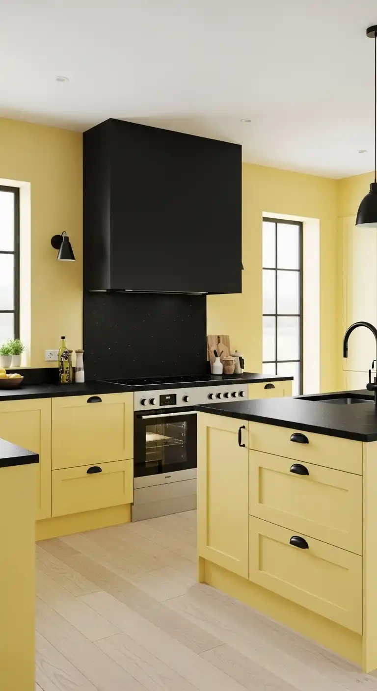 18. Pastel Yellow with Black Accents