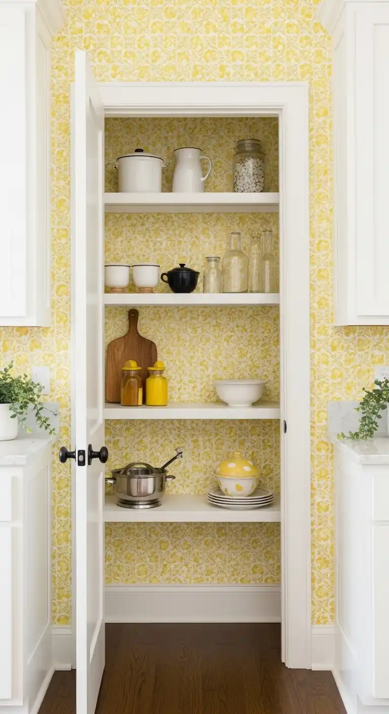 19. Floral or Patterned Yellow and White Wallpaper