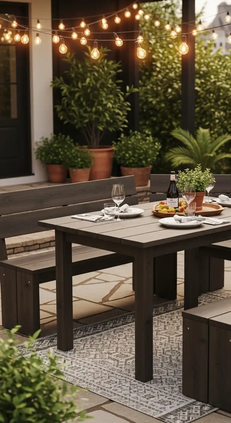 19. Outdoor Corner Dining Table with Bench