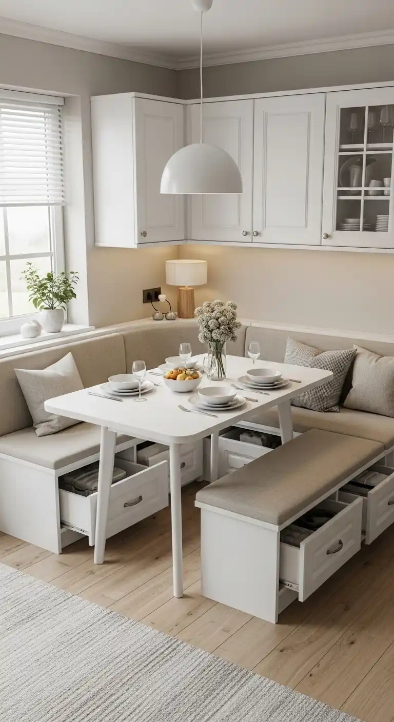 19. Round Corner Dining Table with Hidden Storage