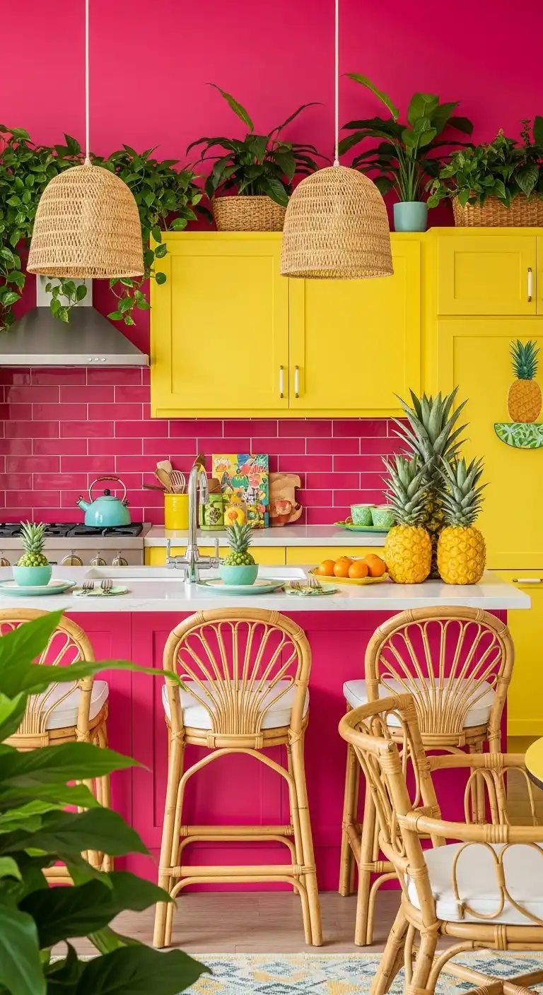19. Tropical Vibes Hot Pink and Pineapple Yellow