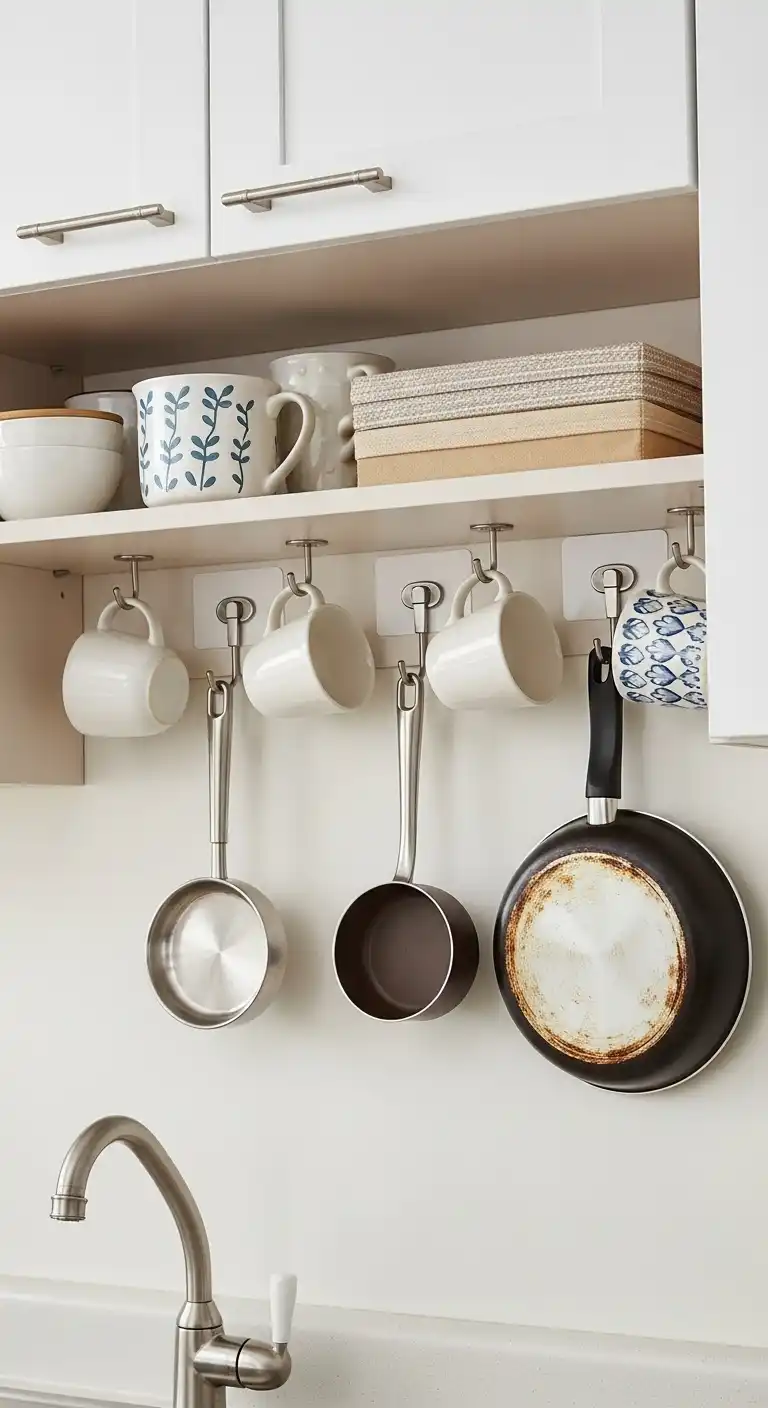 2. Add Hooks Under Cabinets