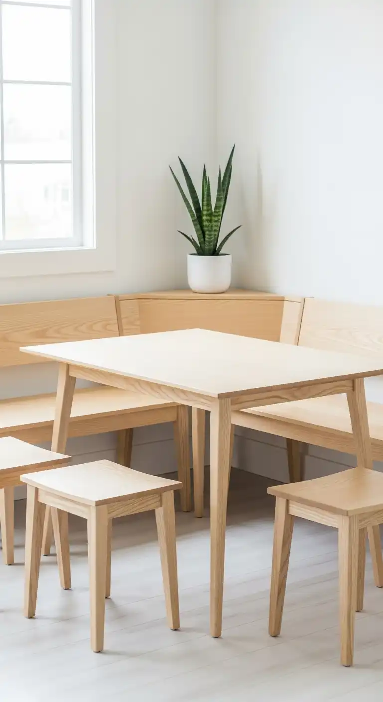 2. Modern Minimalist Corner Dining Table with Bench