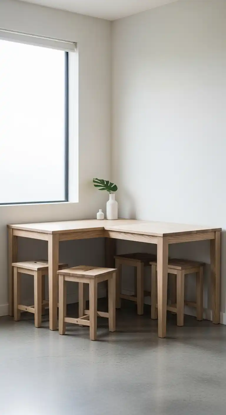 2. Modern Minimalist Corner Dining Table