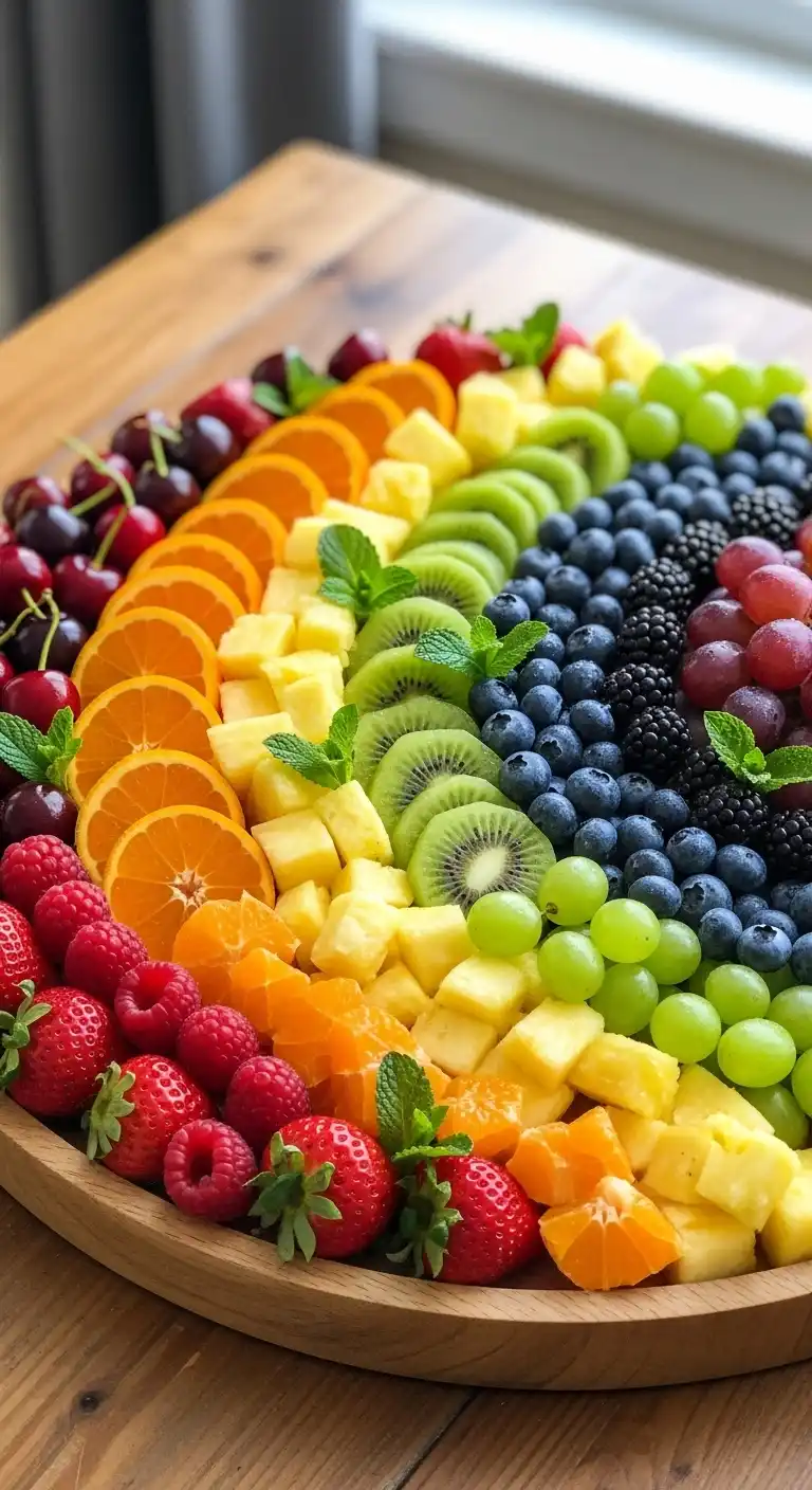 2. Rainbow Fruit Tray Arrangement